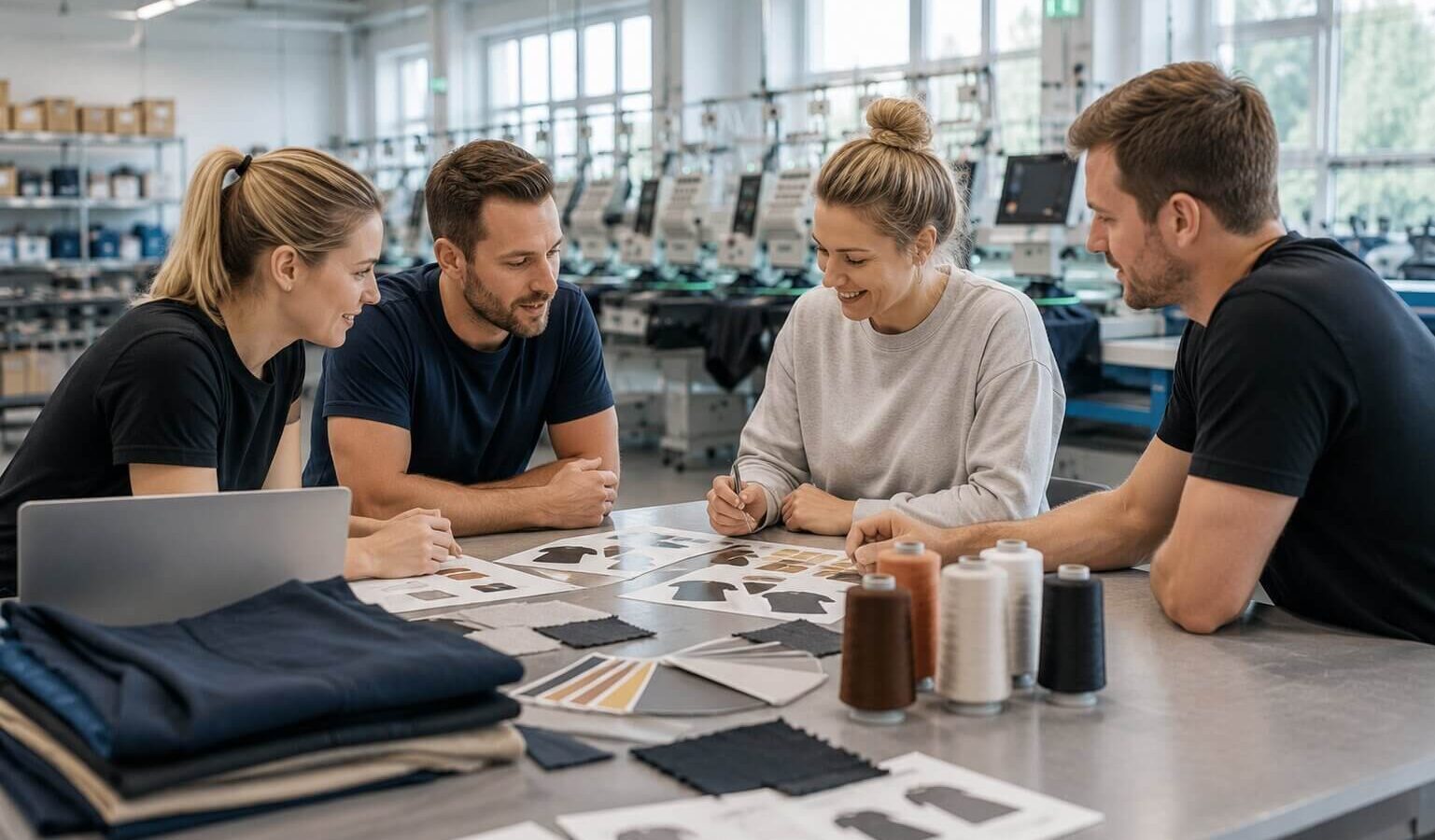 Overleg tussen vier collega's